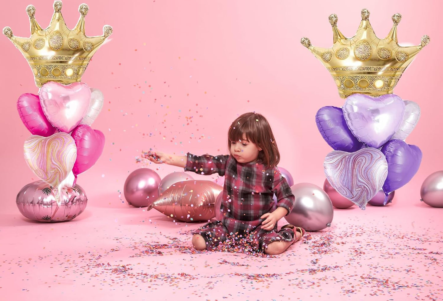 Crown Princess Balloons Pink Purple And Gold Set Of 2 Foil Helium Mylar Balloons,For Princess Birthday Party Decorations Baby Shower Supplies