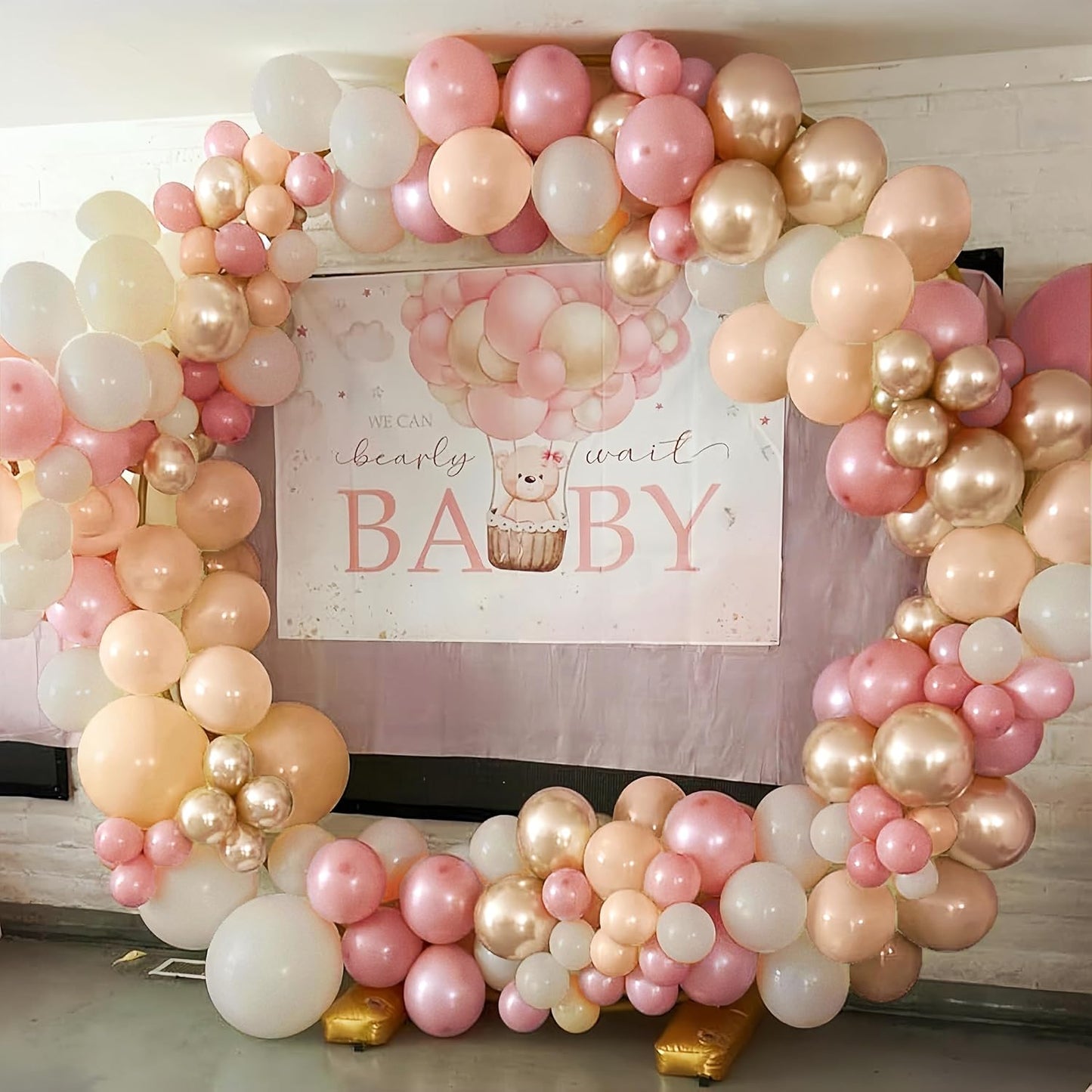 Retro Pink Beige Balloons Set, 12 Inch Dusty Pink Balloons Pink Gold Party Balloons Dark Gold Latex Balloons Boho Style Blush Pink Sand White Balloon for Baby Shower Girl Birthday Bridal Supplies