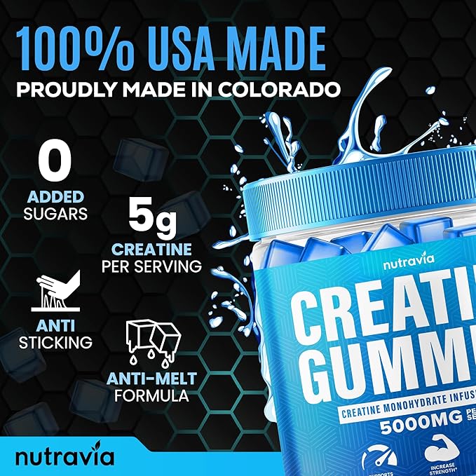 Creatine Gummies Infused with 5g Creatine Monohydrate for Men and Women, Strength, Endurance, Muscle Instantized Creatine, Micronized Clean HCL Balanced Creatina Monohidratada en Polvo (90 Gummies)