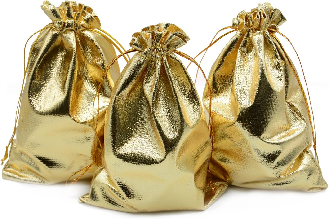 Pack of 100 4"x 6" Heavy Duty Gold Drawstring Organza Jewelry Pouches Wedding Party Christmas Favor Gift Candy Chocolate Bags