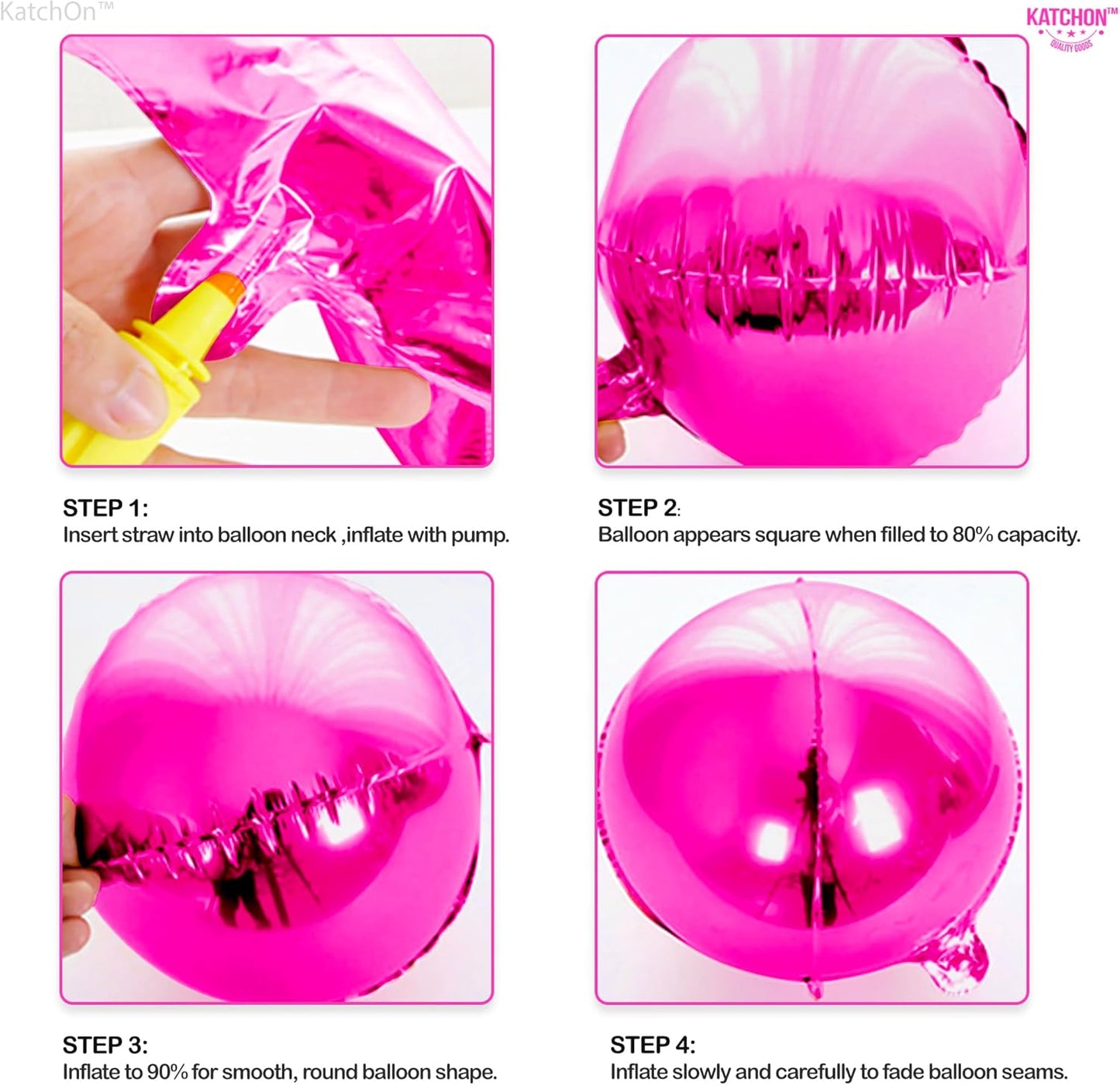 KatchOn, Big Hot Pink Balloons - 22 Inch, Pack of 6 | Hot Pink Mylar Balloons for Pink Party Decorations | Foil Balloon For Birthday, Gender Reveal, Baby Shower, Bachelorette Party Decorations