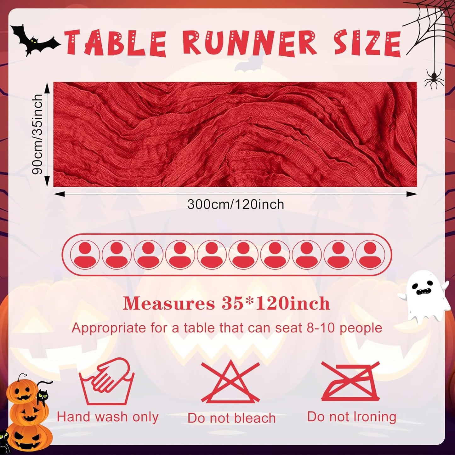 6 Pack Cheesecloth Table Runner 10Ft Christmas Gauze Boho Table Runners for Wedding Decor Bridal Shower Decorations Baby Shower Party(35" x 120")