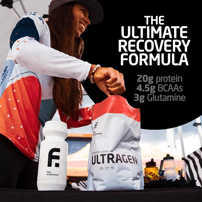 FIRST ENDURANCE Ultragen Workout Recovery Drink Powder, Protein Mix, Boosts Energy, Accelerates Recovery | Tropical Punch, 15 Servings