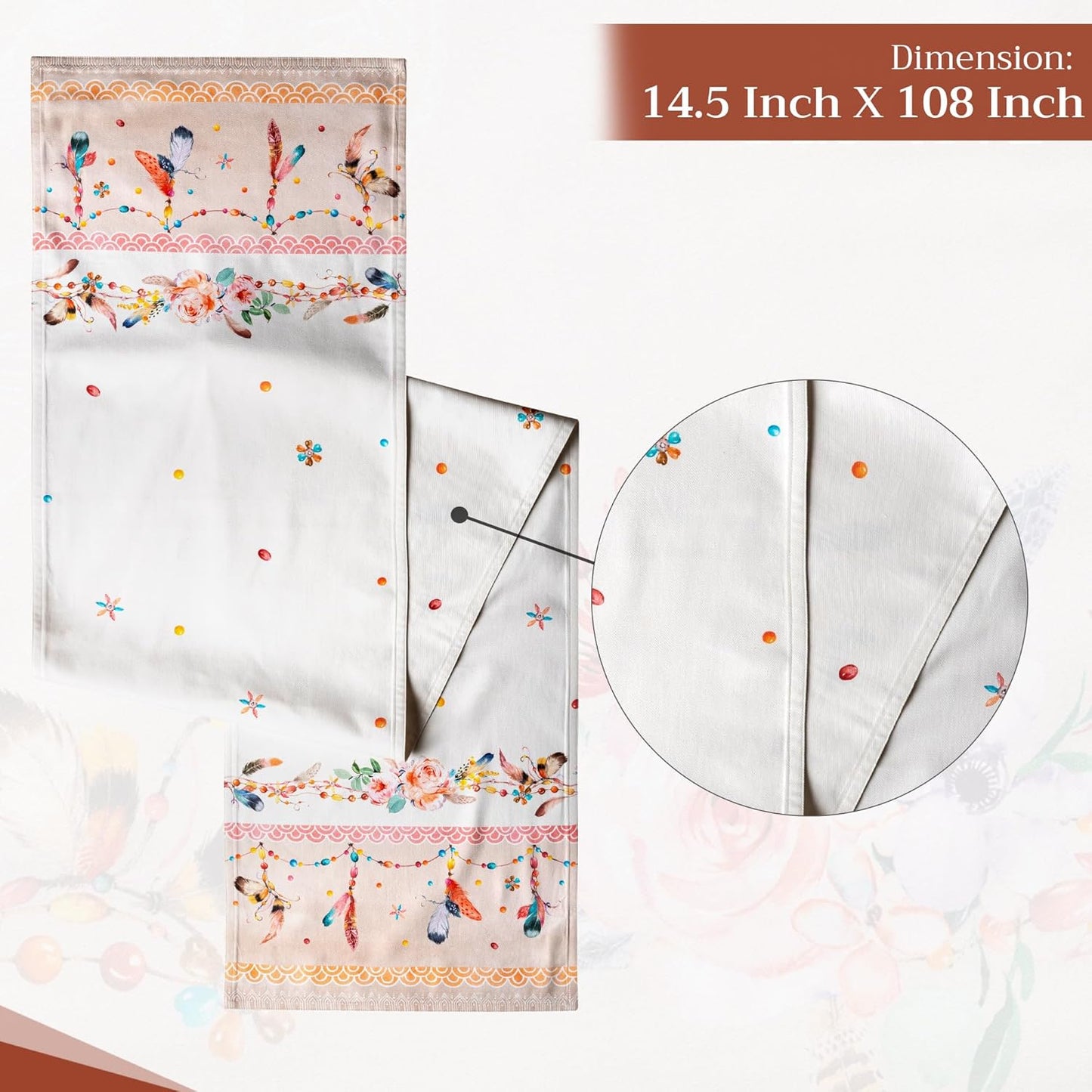 Maison d' Hermine Table Runner 100% Cotton Double Layer Table Runners 108 inches Long Decorative for Home Kitchen Dining Party Wedding Bridal Shower Spring Summer (Ibiza - Beige, 14.50" x 108")