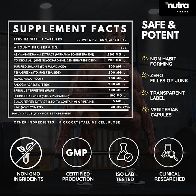 Masculinity Maximizer-Enhanced Testosterone Support - Muscle Growth, Vitality, Drive, Strength, Recovery Support with Ashwagandha, Tongkat Ali, Shilajit, Fadogia, Black Maca, Horny Goat