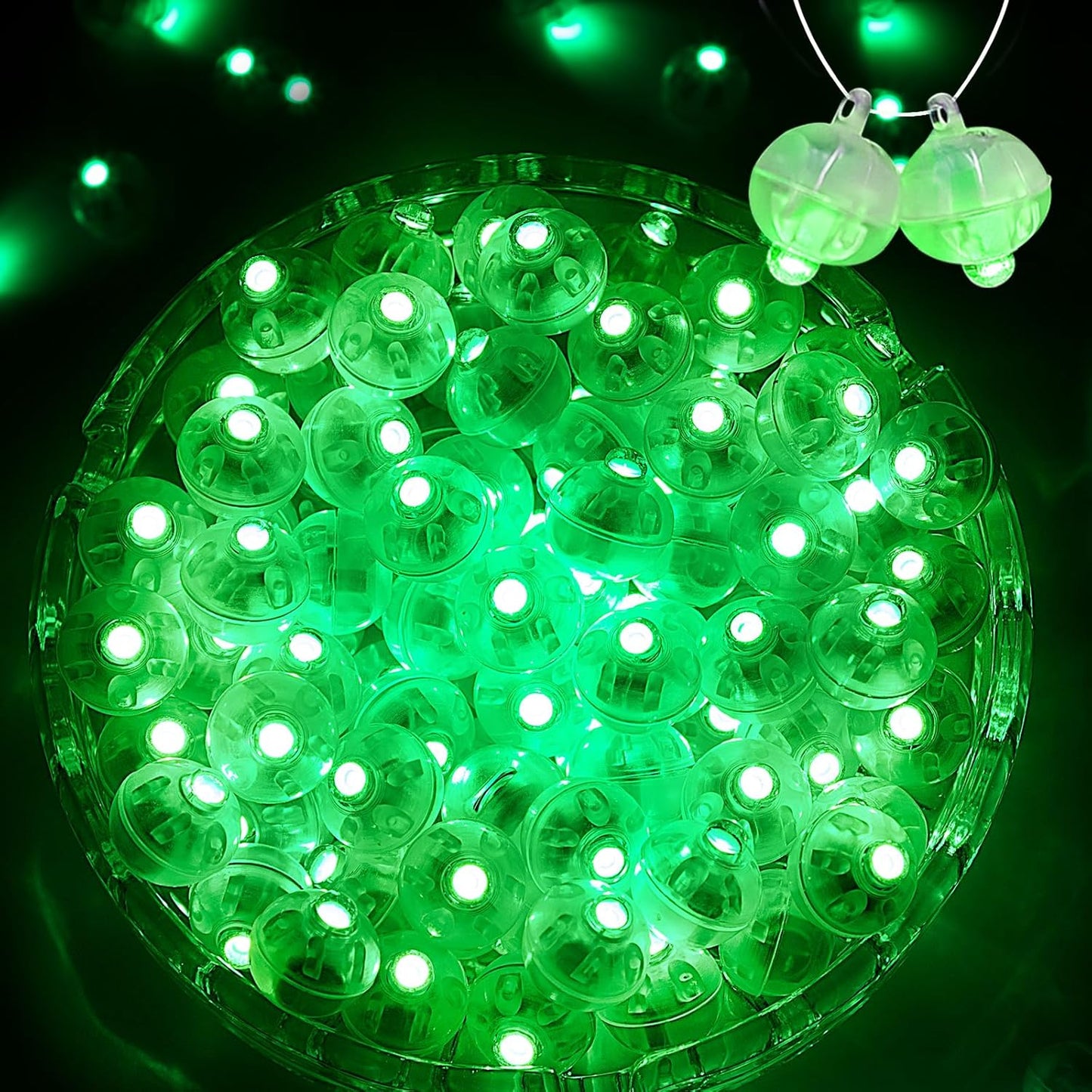 200PCs Balloon Lights, Long Standby Time Mini Ball Light, Mini Led Lights for Paper Lantern, Easter Eggs and Party Wedding Birthday Festival Christmas Decoration (Glow steadily Green)