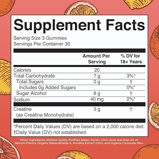 MaryRuth's Creatine Gummies | Creatine Monohydrate Gummies | 1 g Creatine Per Gummy | Creatine for Women & Men | Tangerine Citrus Flavor | Exercise | Workout | Sugar Free | Vegan | 90 Count