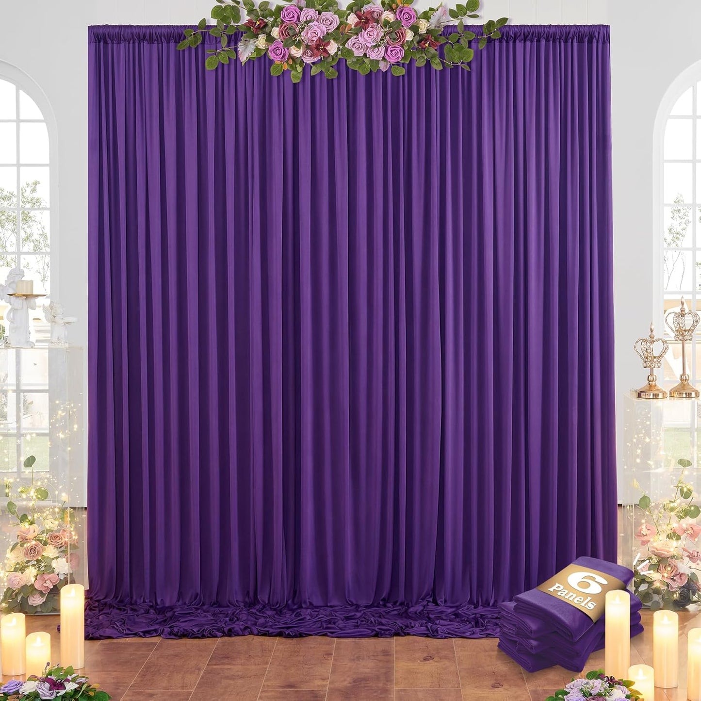 30ftx10ft Purple Backdrop Curtains for Party Background, Wrinkle Free Purple Photo Backdrop Drapes 6 Panels Back Drop Cloth for Wedding Birthday Photography Baby Shower Decor