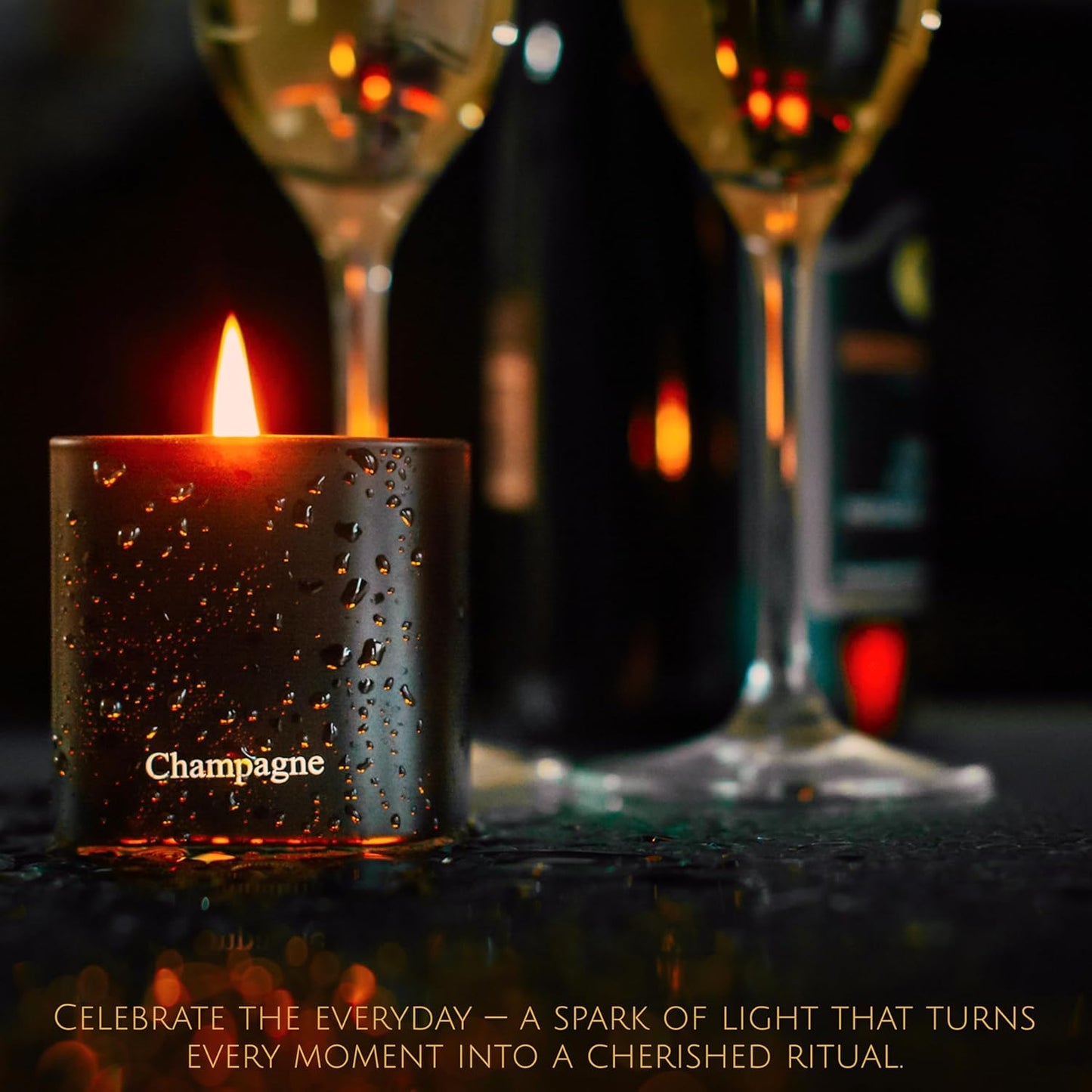 Luxury Scented Candle Gift Set 3-Pack | Champagne, Sandalwood & Amber | Clean Soy Wax | for Women & Men (4.23 oz Each) | 75 Hour Burn Time