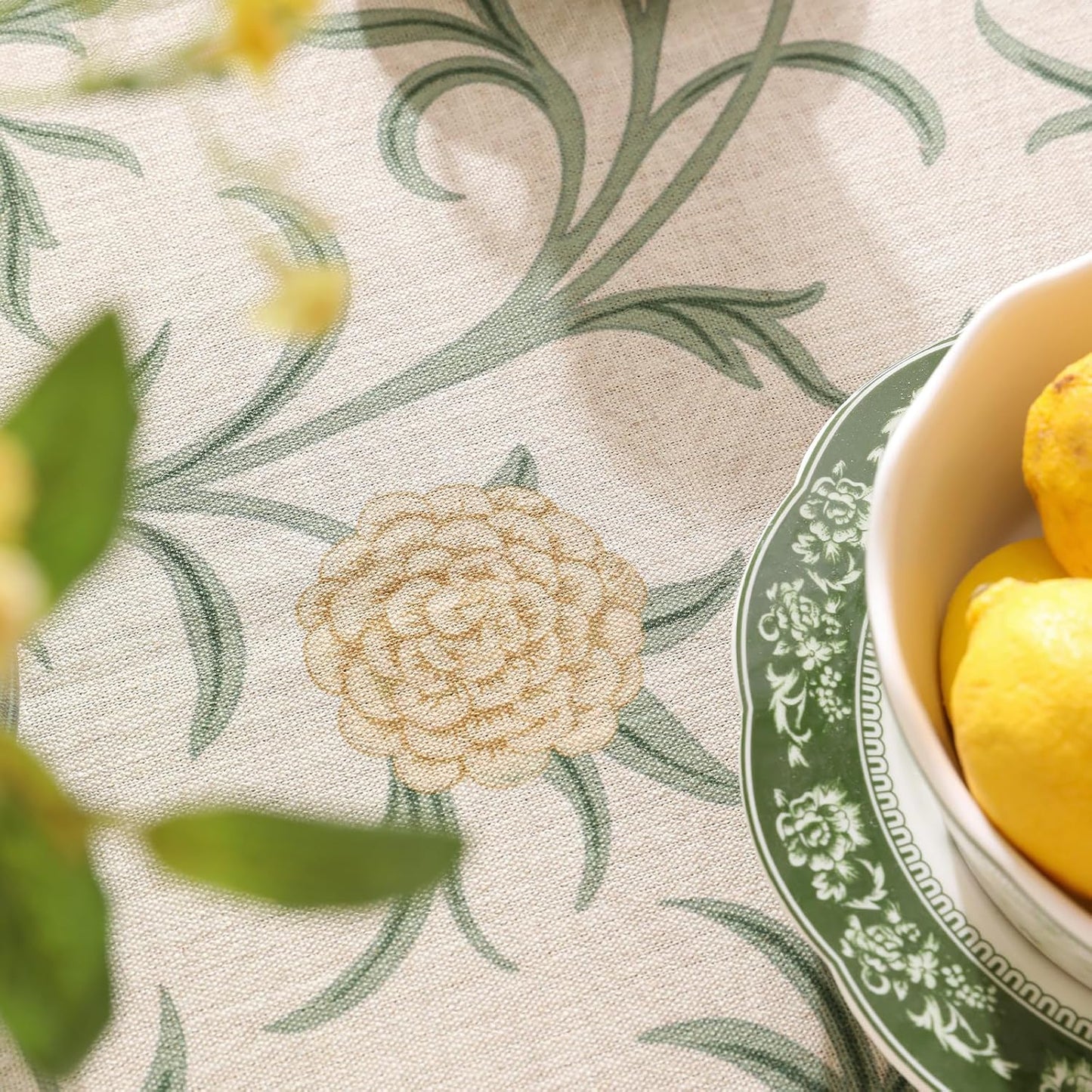 patdrea Designer French Linen Table Cloth for Rectangle Table,Vintage Fall Decorative Tablecloth,Floral Decoration Cover for Kitchen Dining Christmas,Tea Party,Thanksgiving,55"x87"-Littledaisy