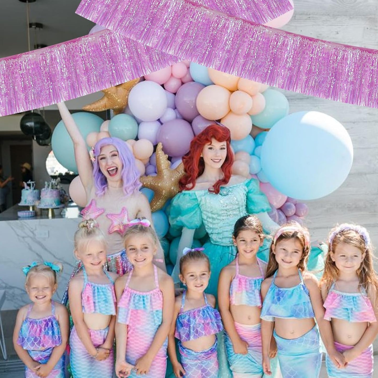 BEISHIDA 3 Packs Metallic Foil Fringe Garland Shining Purple Wall Hanging Tinsel Fringe Banners for Car Floats Bridal Shower Wedding Birthday Easter Graduation Holiday Party Decoration(30 Feet)