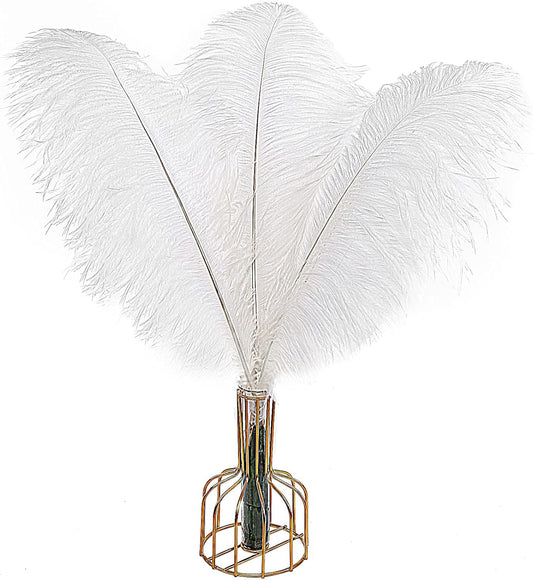 THARAHT 12pcs White Ostrich Feathers Natural Bulk 14-16Inch 35cm-40cm for Wedding Party Centerpieces Easter Gatsby and Home Decorate Ostrich Feathers