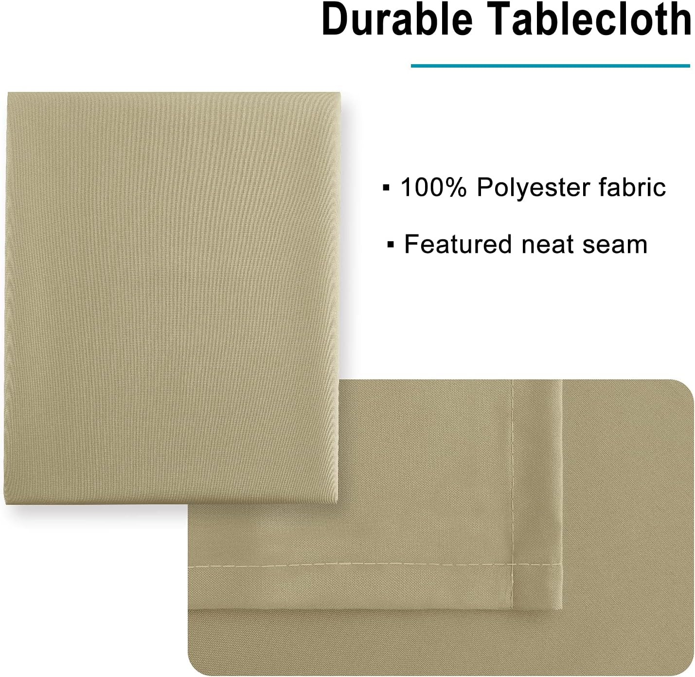 Hiasan Waterproof Tablecloth Rectangle - Washable Fabric Table Cloth for Dining Room Kitchen Birthday Party and Outdoor Use, Khaki, 54 x 80 Inch