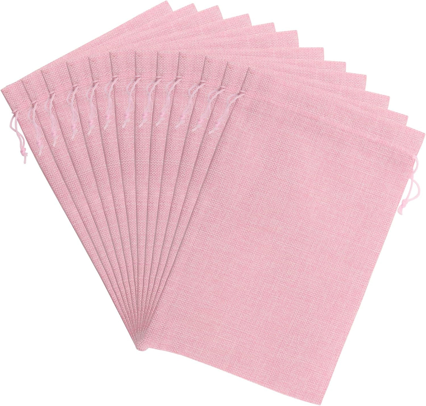 ZOENHOU 30 Packs 8 x 12 Inch Large Burlap Bags with Drawstring, Pink Durable Jute Drawstring Bags, Dustproof Burlap Sacks for Favors Party DIY Craft