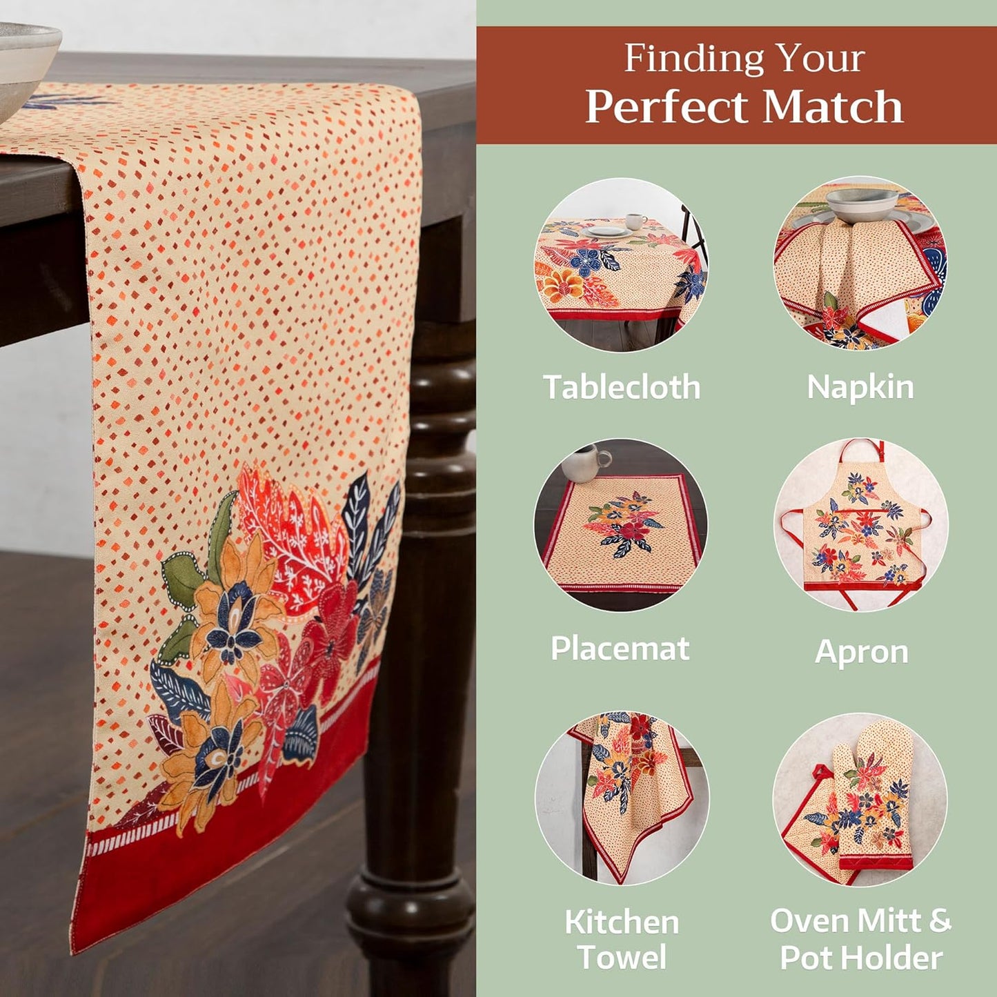 Maison d' Hermine Table Runner 100% Cotton Double Layer Table Runners 72 inches Long for Thanksgiving Christmas Decorations Home Kitchen Dining Party Wedding (Kalahari, 14.5" x 72")