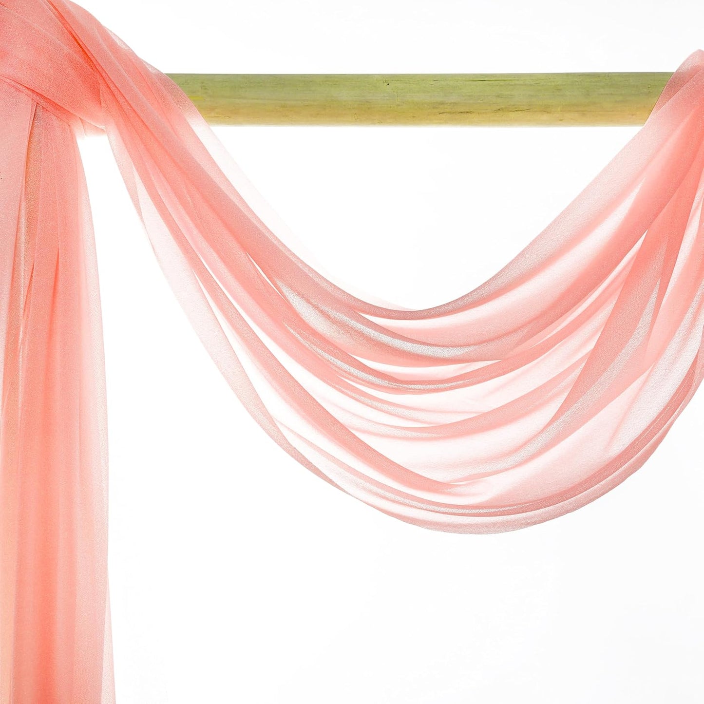 VDS Pack of 2 Panel (30 Inch X 40 Feet) Wedding Arch Draping Fabric Sheer Chiffon Fabric Drapery for Wedding Ceremony Reception Swag Backdrop Canopy Chuppah ARBO Altars Decoration (Peach)