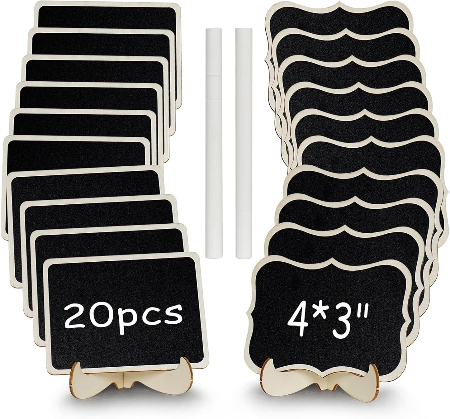Mini Chalkboard Signs with Stands – Wooden Food Labels for Party, Buffet & Wedding – Includes 2 Chalk Markers – Mini Chalkboards for DIY Crafts & Food Display