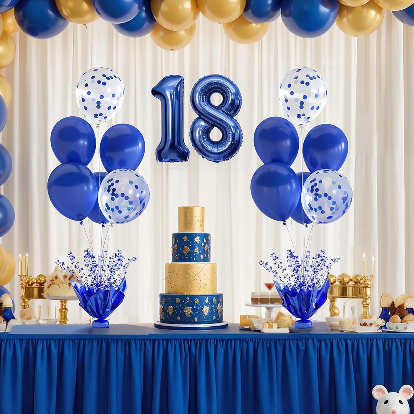 2 Set Blue Balloon Table Centerpieces for Birthday Parties, Balloon Stand Kit with Blue Balloons for Table Decoration