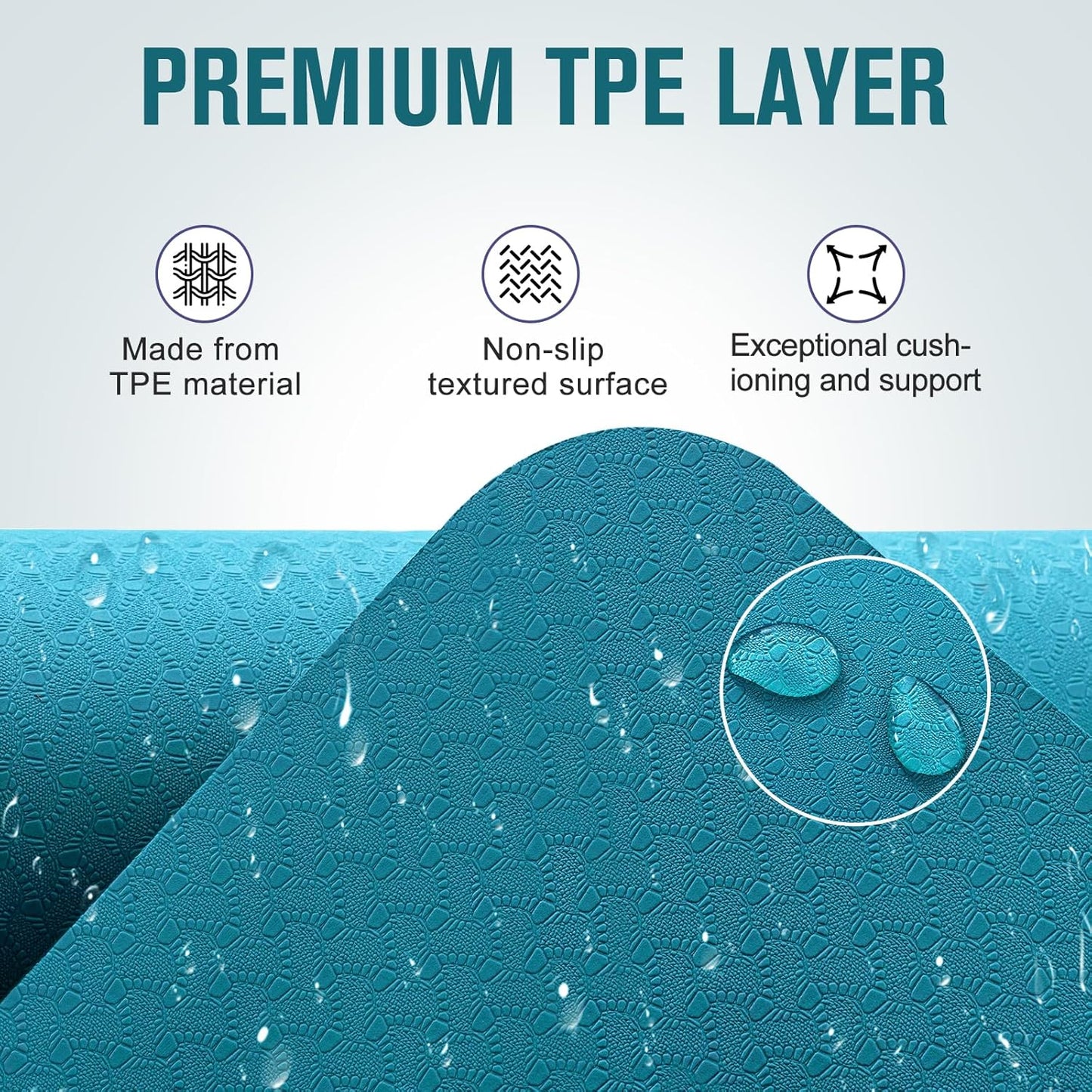 UMINEUX Extra Thick Yoga Mat, 2/5 Inch (10MM), Natural Rubber and TPE Non Slip Yoga Mats with Strap for Women Men, Eco Friendly Exercise Mat for Yoga, Pilates and Home Workout