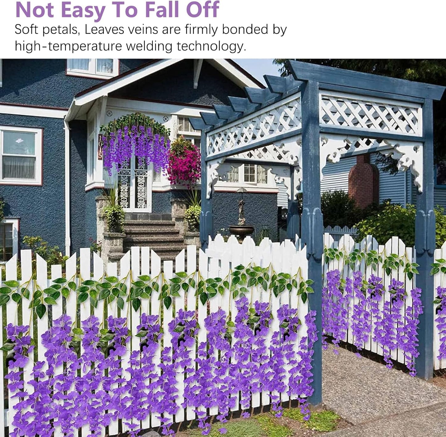 36 Pack Purple Wisteria Hanging Flowers, 3.44 Ft Fake Hanging Flowers, Artificial Wisteria Garland Vines for Wedding Room Backdrop Outdoor Patio Garden Decoration