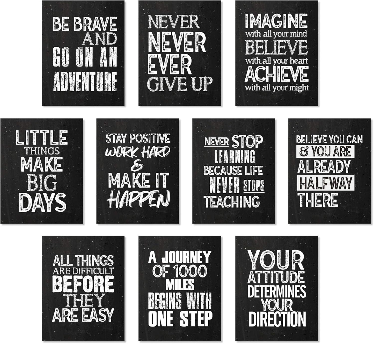 10 Pieces Inspirational Wall Poster Positive Quote Posters Wall Decor Affirmation Art Posters with 80 Glue Points for Classroom Living Room Office Walls Decorations