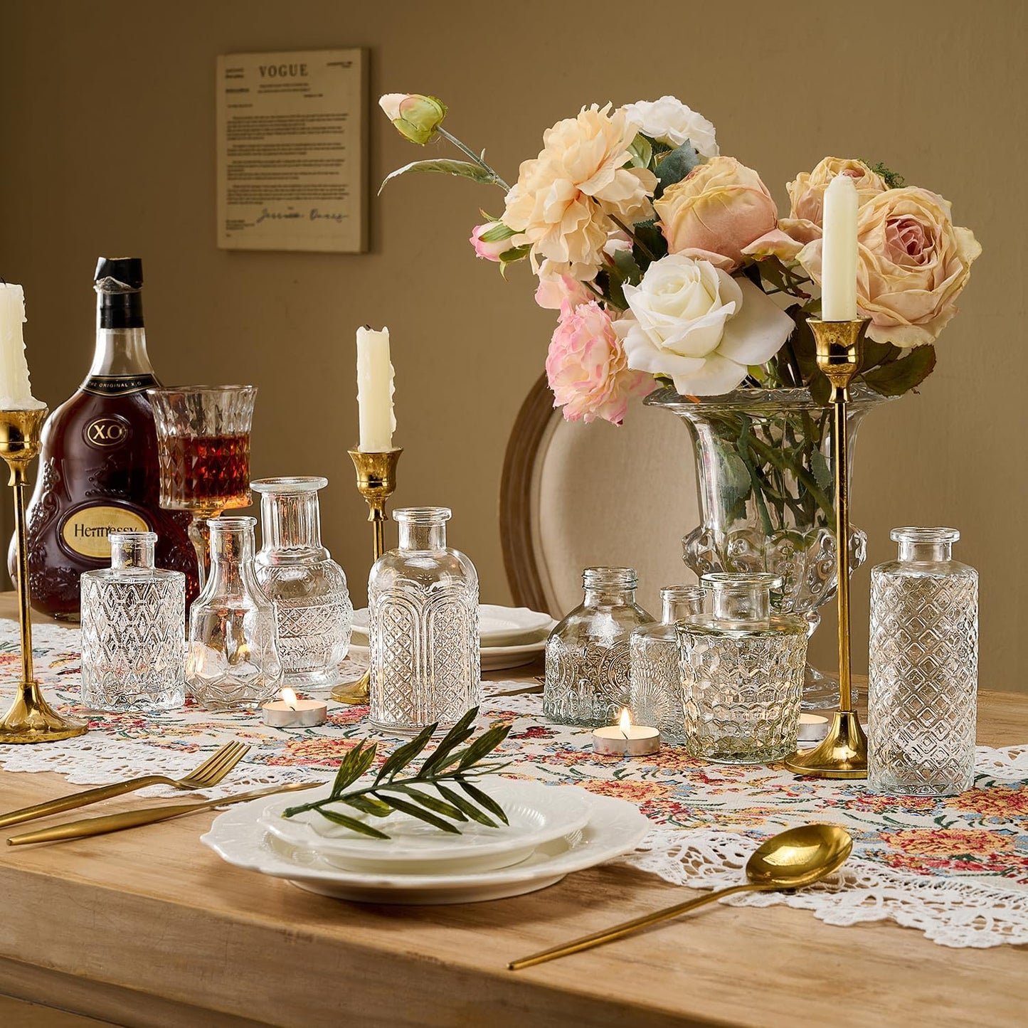 Glass Bud Vase Set of 24 Pcs Small Minimalist Vases for Flowers, Vintage Rustic Home Decor for Table Centerpiece Wedding Party, Modern Clear Aromatherapy Bottle for Living Room Bedroom