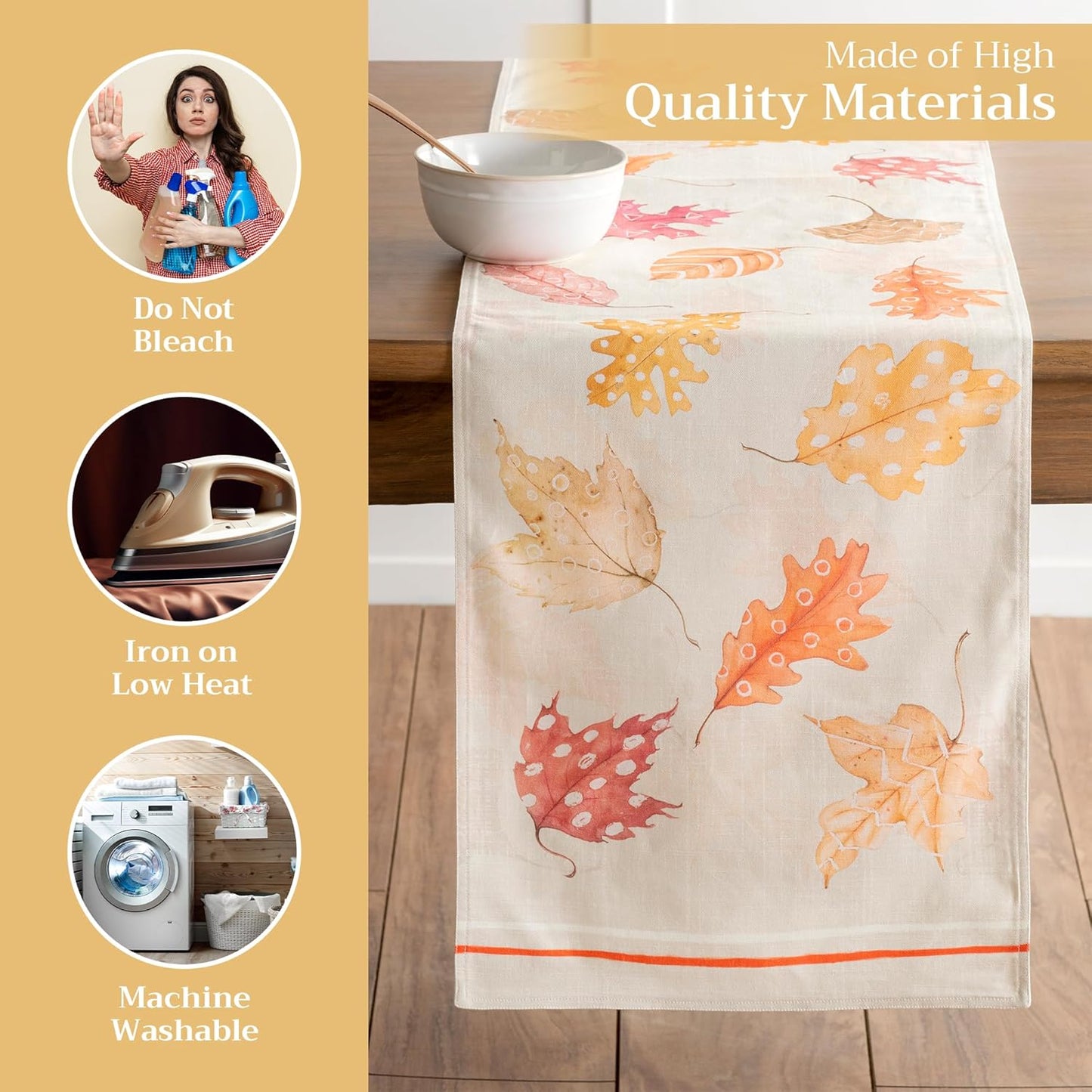 Maison d' Hermine Table Runner 100% Cotton Double Layer Table Runners 72 inches Long for Thanksgiving Christmas Decorations Home Kitchen Dining Party Wedding (Colours of Autumn, 14.5" x 72")