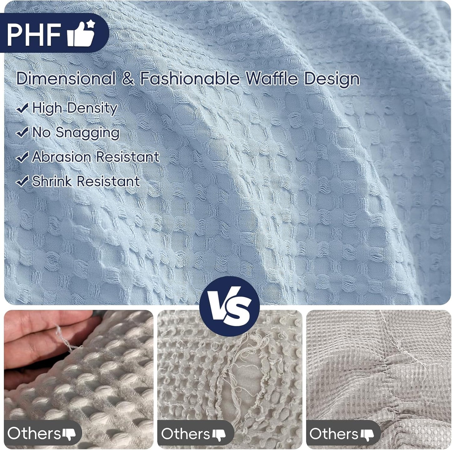 PHF Lightweight Waffle Weave Blanket Twin Size, Breathable & Ultra Soft, 66"x 90" Soft & Cozy Thin Blanket for All Season & Hot Sleepers, Bed, Home Decor - Sky Blue