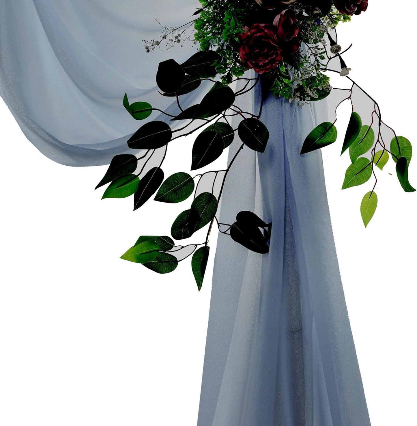 VDS Pack of 4 Panel (30 Inch X 20 Feet) Wedding Arch Draping Fabric Sheer Chiffon Fabric Drapery for Wedding Ceremony Reception Swag Backdrop Canopy Chuppah ARBO Altars Decoration (Dusty Blue)