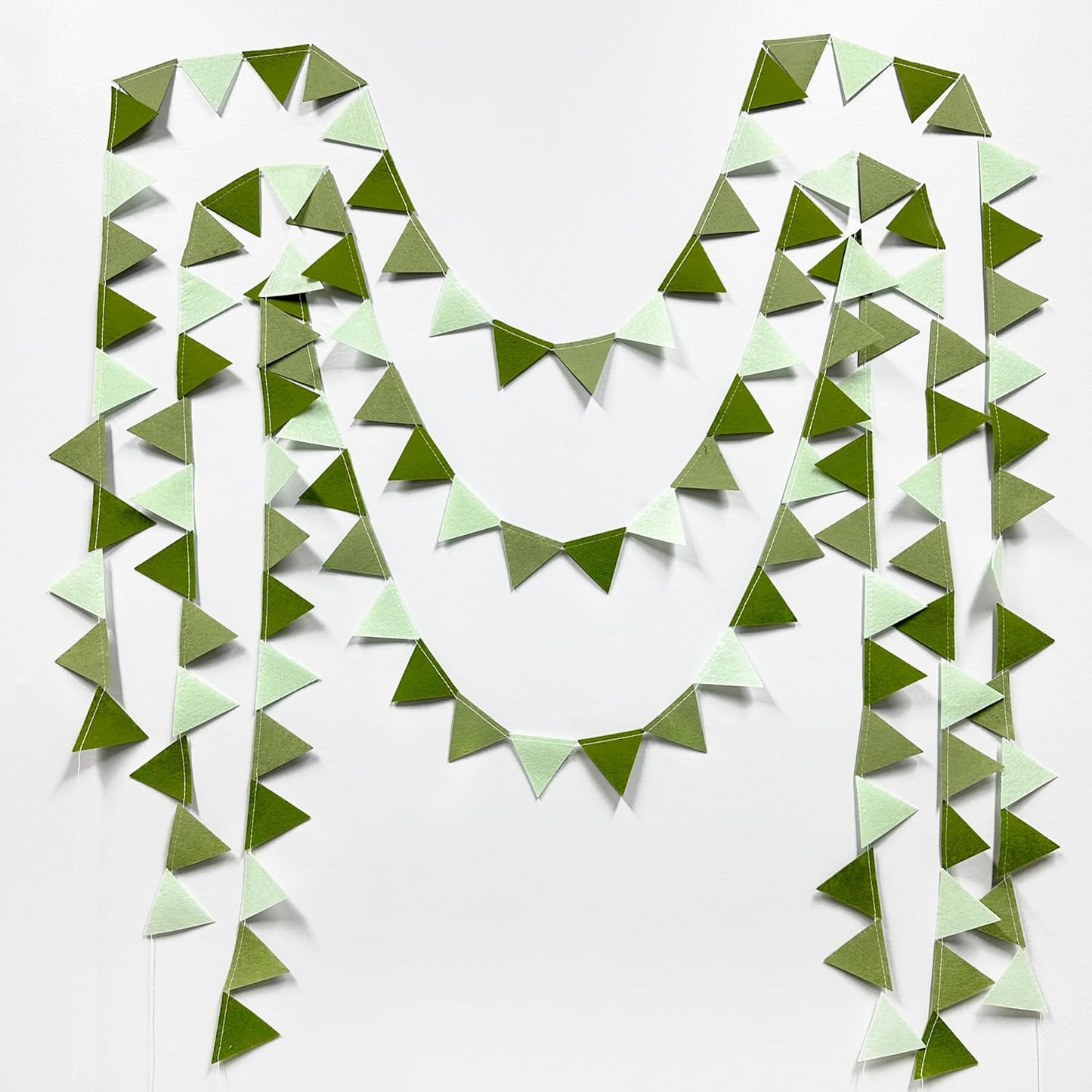 Olive Green Party Decorations Gradient Sage Green Felt Hanging Triangle Mini Bunting Pennant Banner Flag for Neutral Baby Shower Birthday Wedding Woodland Safari Jungle Party Classroom Nursery Decor