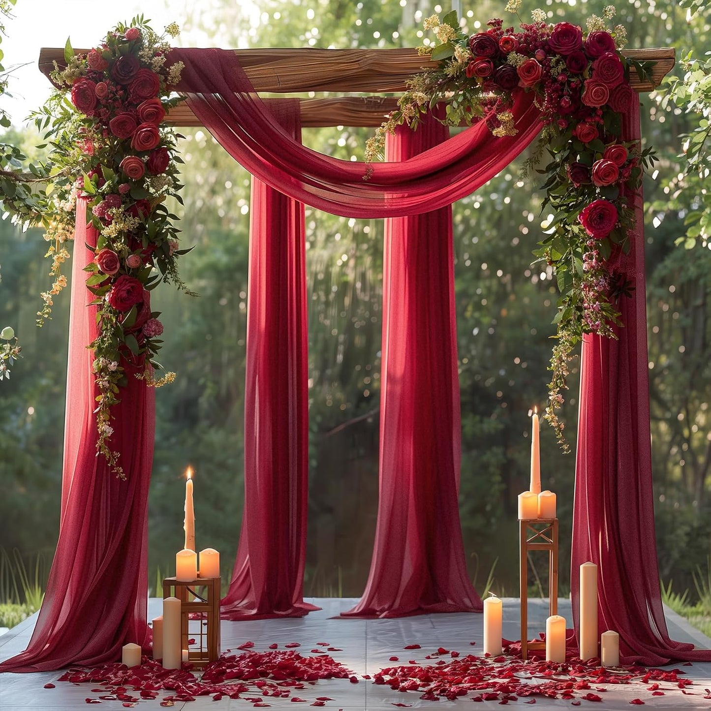 Burgundy Wedding Arch Draping Fabric 3 Panels 30'' x 20FT Burgundy Drapes Sheer Fabric Backdrop Arch Draping Fabrics for Wedding Ceremony Birthday Party Bridal Shower Decoration