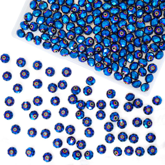 220Pcs 10mm Crystal Glass Beads for Jewelry Making Beads for Bracelets Necklace Pendants Making Supplies(Peacock Blue)