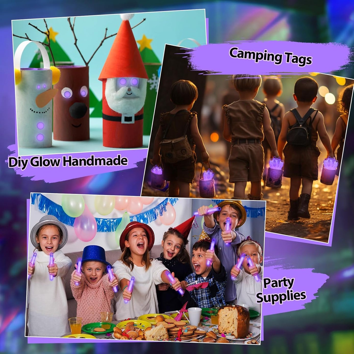 Lewtemi 4" or 6" 100 Pack Bright Glow Sticks Bulk, Glow in The Dark Party Supplies Birthday and Holidays Party Favors