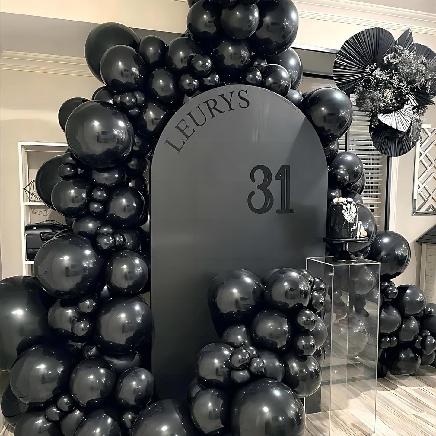 100pcs Black Balloons, Helium Quality 12 inch Black Party Balloons for Birthday, Halloween, Graduation Party Decorations (66ft Ribbons)
