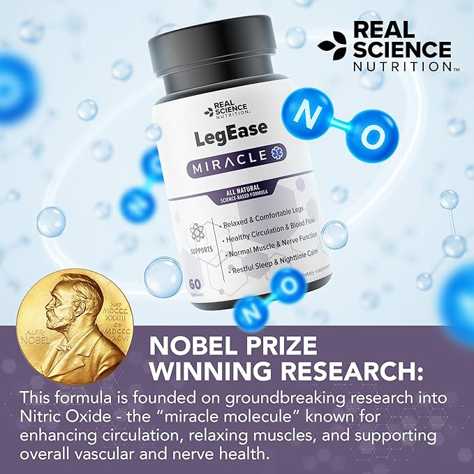 LegEase Restless Legs Syndrome Relief Capsules – Nitric Oxide Supplement for Restless Legs Relief – Natural Formulation – 60 Capsules
