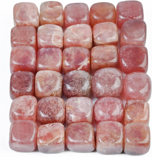 "Crocon 1LB Strawberry Quartz Tumbled Stones and Natural Crystal 2000+ Carats for Reiki Healing Crystal Polished, Chakra Balancing, Reiki Gift, Home Decor Size : 20-25 mm"