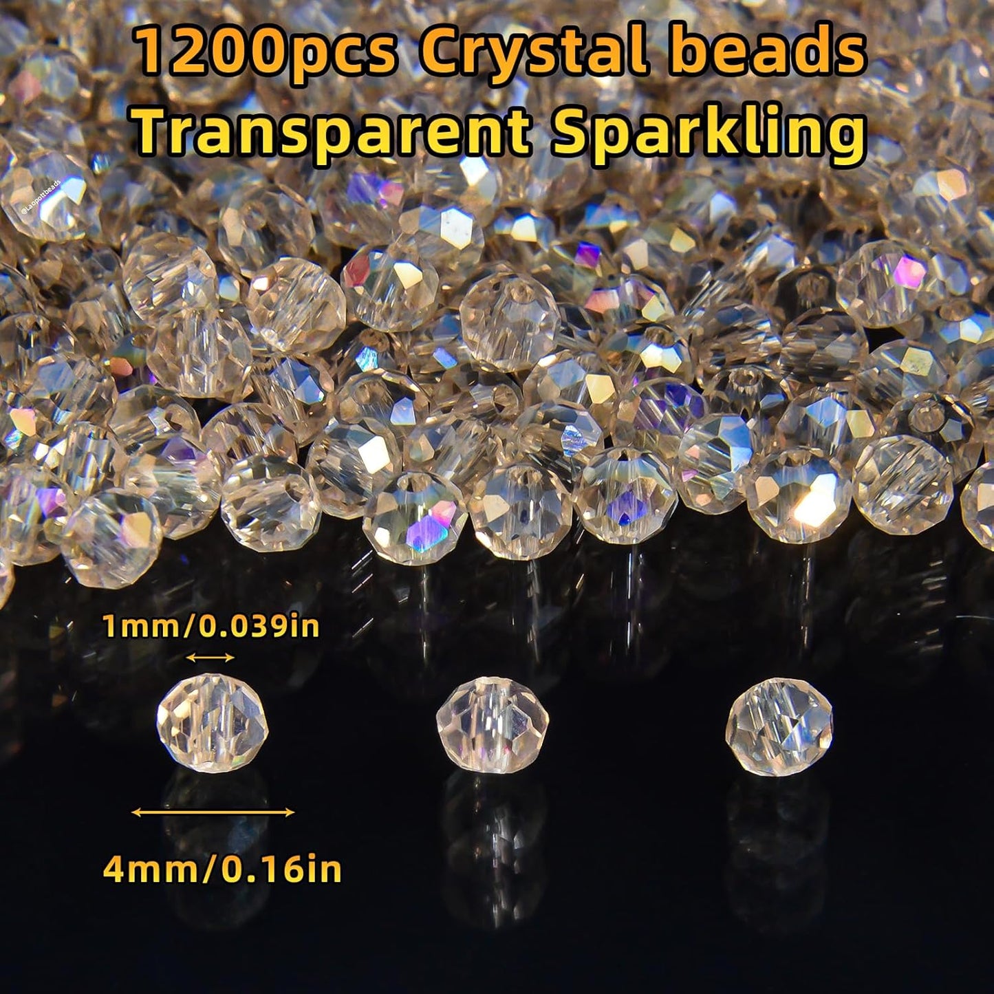 1200Pcs 4mm 4 for Jewelry Making Beads for Bracelets Necklace Pendants Making Supplies(Silver Champagne)