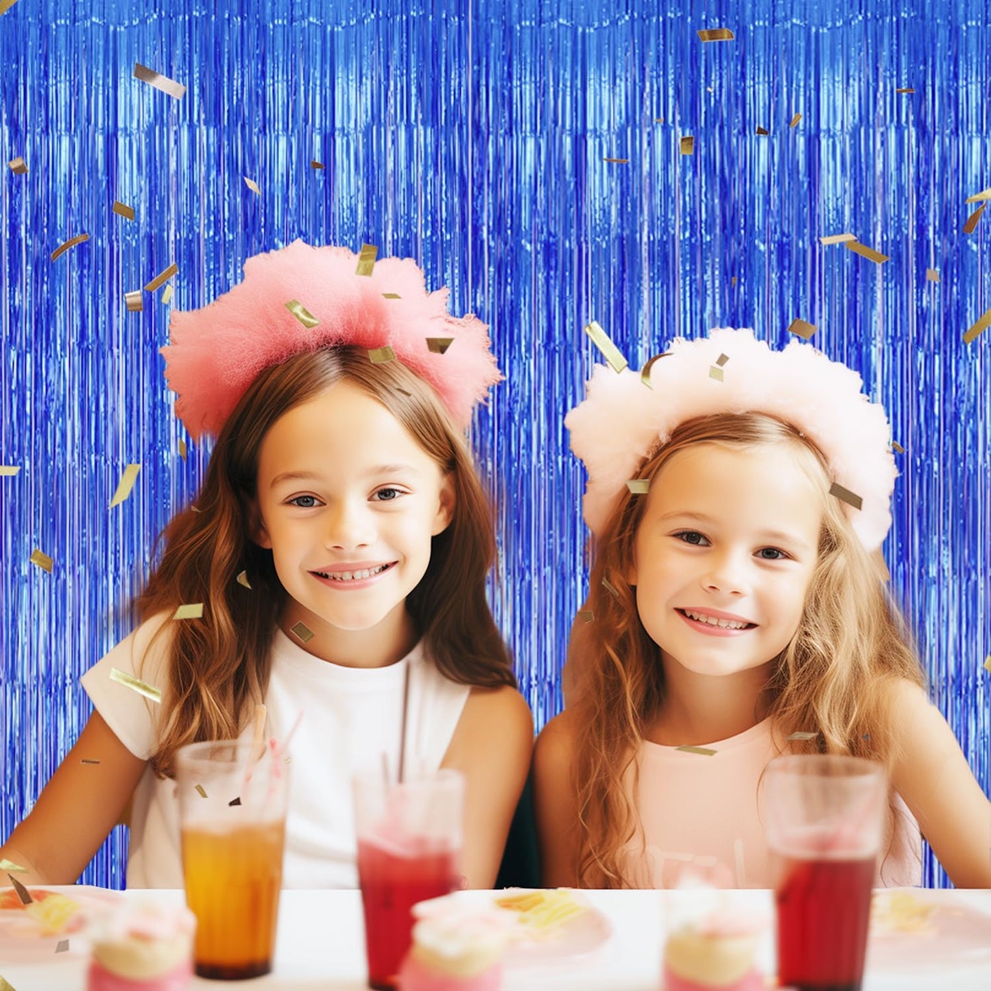 3 Pack Foil Fringe Backdrop - Royal Blue Shiny Tinsel Curtains for Party Decoration/Photo Booth Props - 3.3x8.2 FT Metallic Foil Backdrop for Birthday, Wedding, Graduation, Christmas.