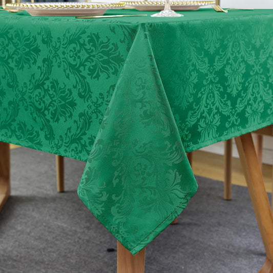 SASTYBALE Rectangle Jacquard Tablecloth, Damask Table Cloth SpillProof Wrinkle Resistant Tablecloths, Soft Polyester Oblong Table Cover for Kitchen, Dinner, Parties (Dark Green, 60X120)