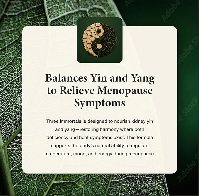 Health Concerns Three Immortals - Menopause Support Supplement - Powerful Relief for Hot Flashes, Hormone Imbalance & Night Sweats - Dong Quai, Epimedium, Morinda, Rehmannia & Lycium - 90 Capsules