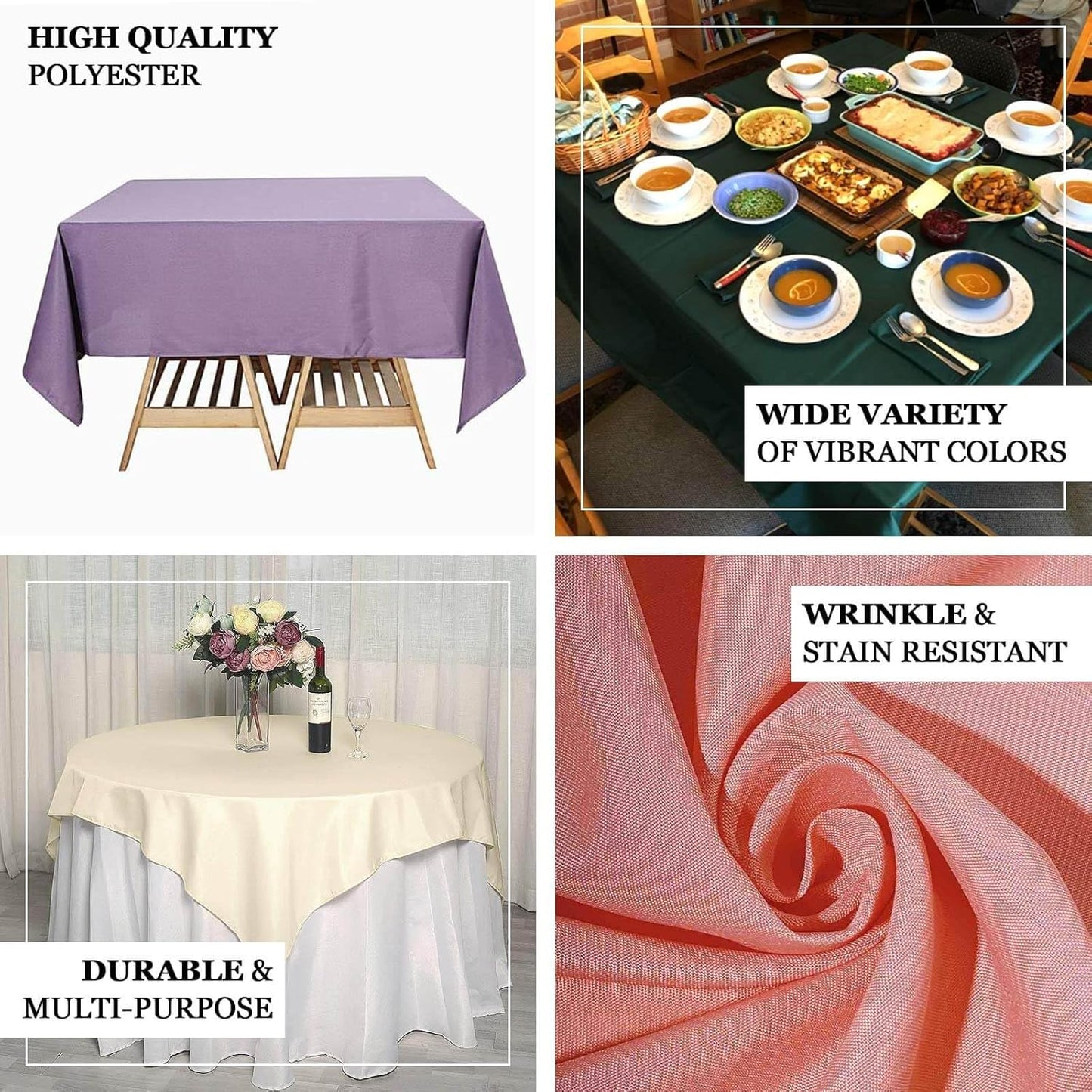 Efavormart 70" Square Linens Gold Wholesale Linens Polyester Square Linen Tablecloth for Wedding Banquet Party Restaurant