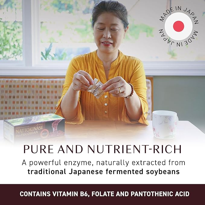 Nattokinase Plus Fucoidan for Circulatory Support, 2500FU Natto, Blood Circulation Supplements, Odor Free & Easy to Take Nattokinase Supplement, Okinawan Fucoidan, 2 Month Supply, 60 Count, Pack of 1