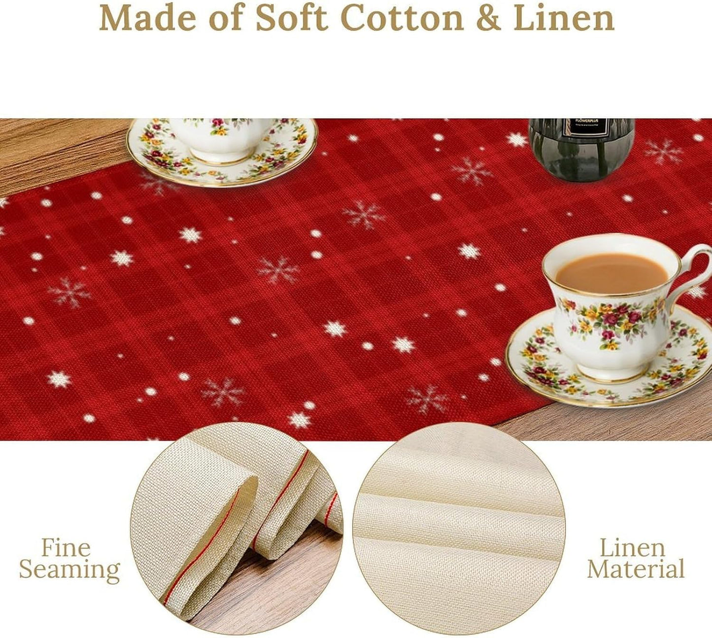 Christmas Table Runner,Christmas Snowman Snowflakes Winter Seasonal Table Cloth Kitchen Dining Table Decoration for Home Party Decor 13x108 Inch