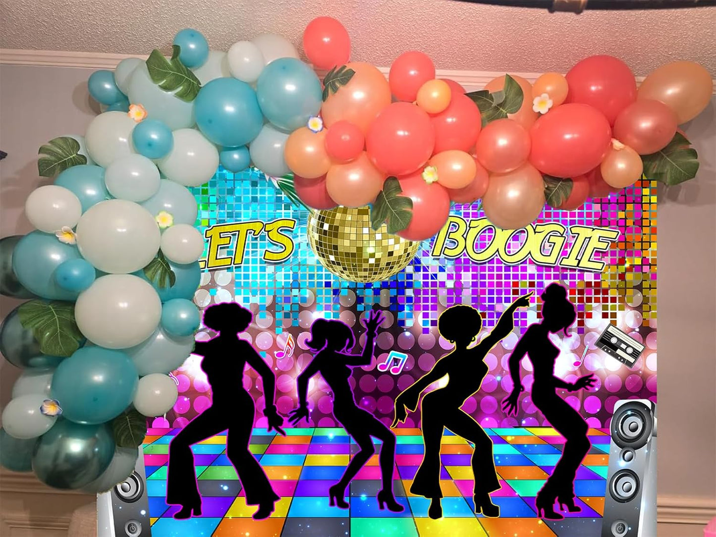 Disco Backdrop 7 x 5 ft Retro Glow Party 70s 80s 90s Theme Stage Dance Background Disco Party Decoration Disco Ball Banner Dance Backdrop for Birthday Party Prom Portrait Photo Props Polyester, Multi