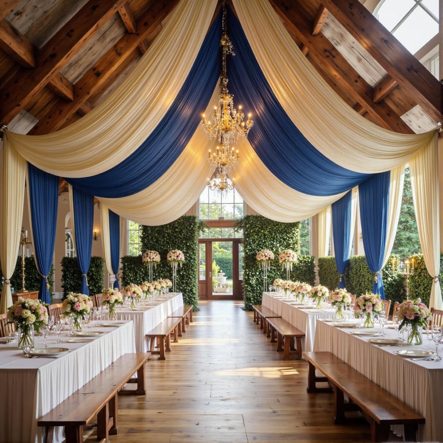 10ft x 15ft Beige Wrinkle Free Backdrop Curtains for Parties,Silky Polyester Fabric Wedding Ceiling Drapes, 2 Panels 15ft Photo Back Drop Drapes for Baby Shower Photography Stage Background Cloth