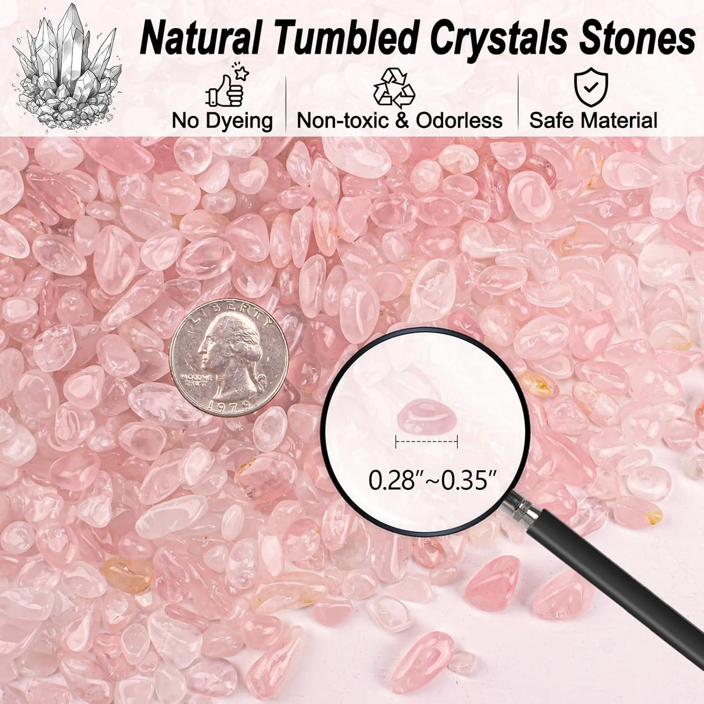 0.88 Lb Rose Quartz Crushed Stones Crystal Chips Bulk, Natural Gemstones Healing Reiki Crystals Mini Quartz Pebbles Irregular Shaped Decorative Vase Fillers Aquarium Gravel Rocks