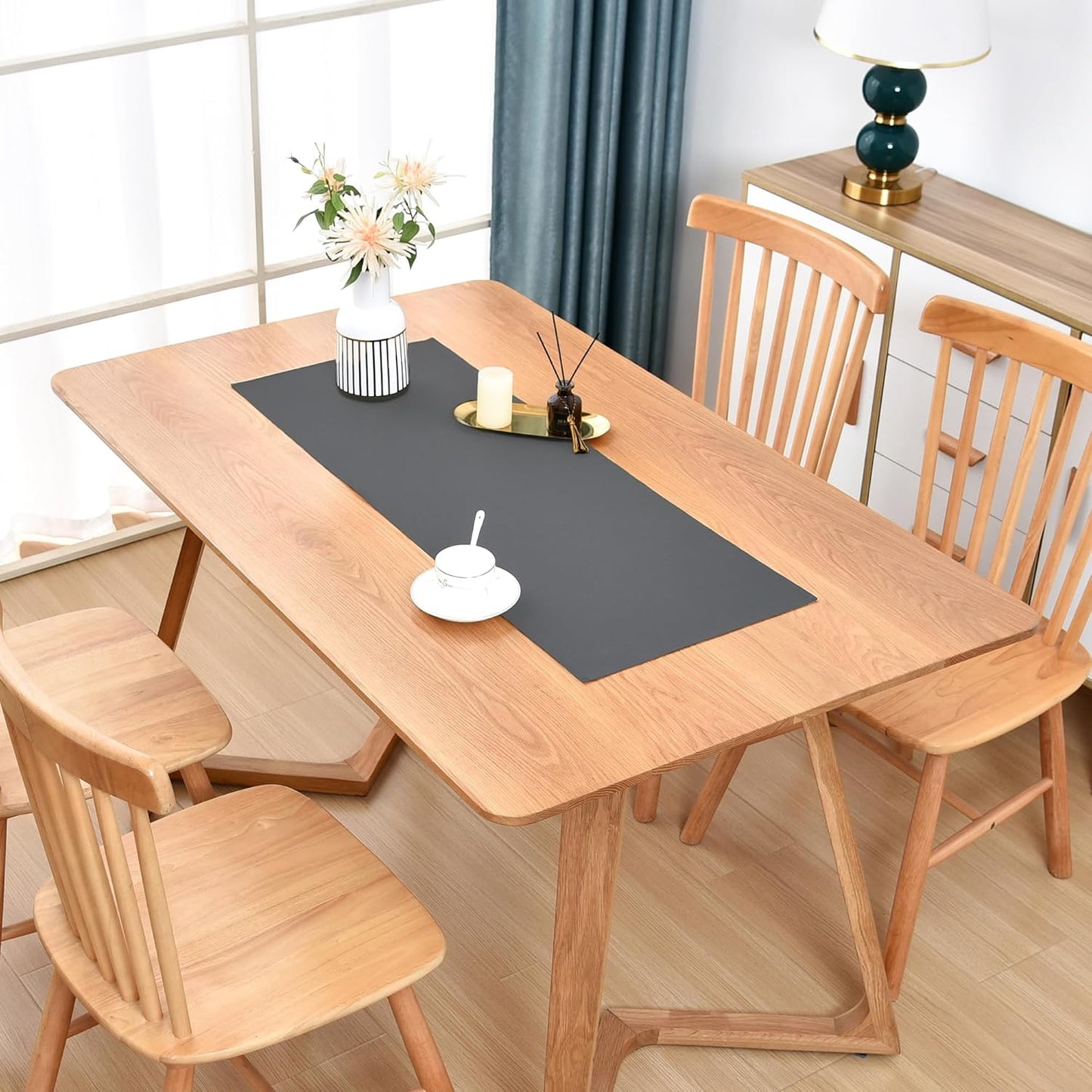 Farmhouse Grey Table Runner Small Short Table Runners 36 Inches Coffee Table Runner for Dresser Living Room Bedroom Holiday Party Banquet 12X36 Inch