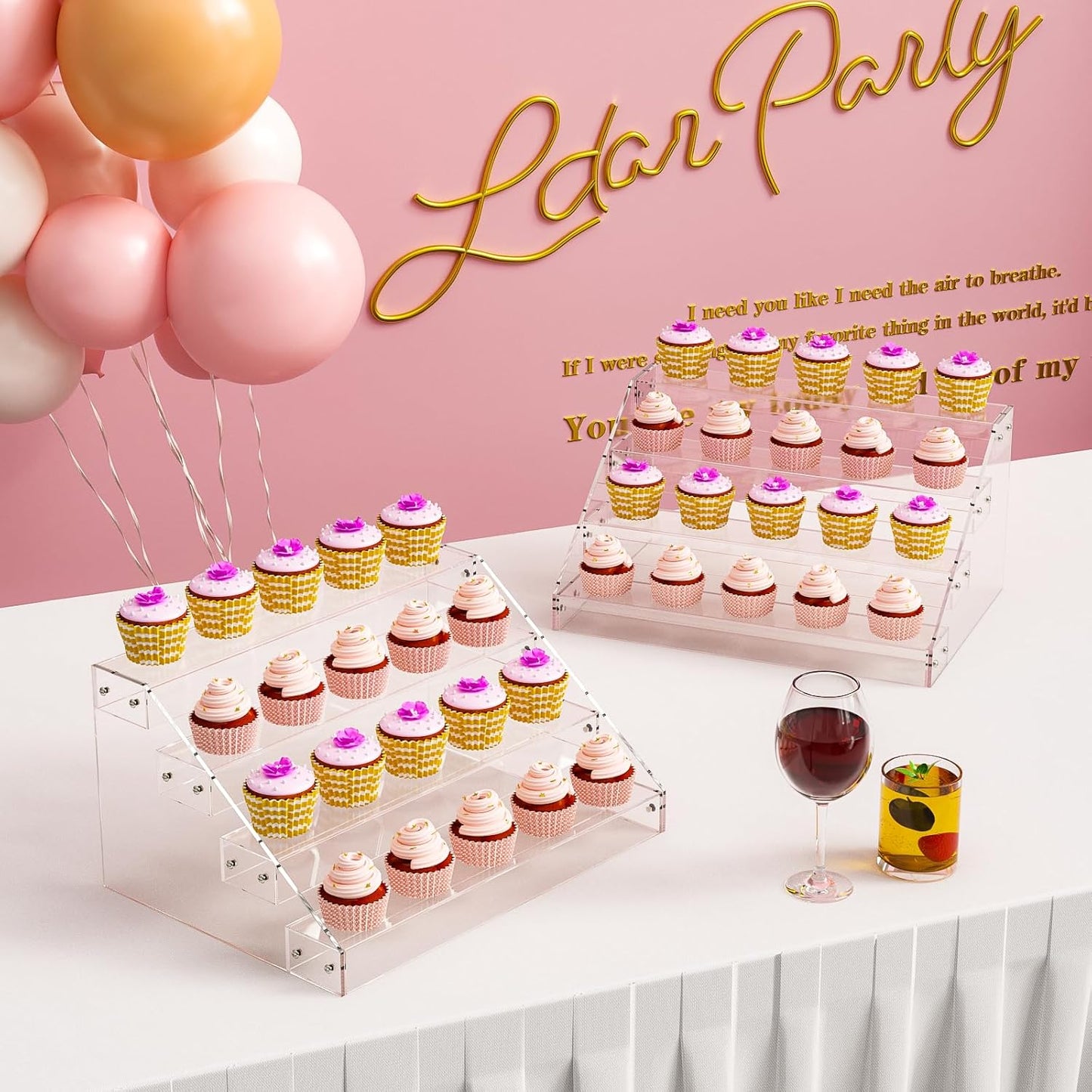 Acrylic Display Risers,12inch 4 Tier Clear Display Shelf, Perfume organizer Stand, Makeup Display Stands, Cupcake Stand Holder,Dessert Shelves, Riser Stand for Figures, Acrylic Shelves for Display