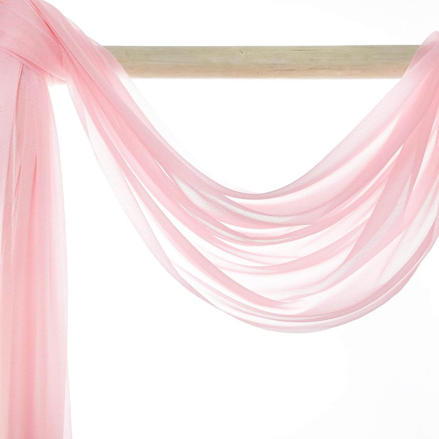 VDS Pack of 1 Panel (30 Inch X 30 Feet) Wedding Arch Draping Fabric Sheer Chiffon Fabric Drapery for Wedding Ceremony Reception Swag Backdrop Canopy Chuppah ARBO Altars Decoration (Blush Pink)