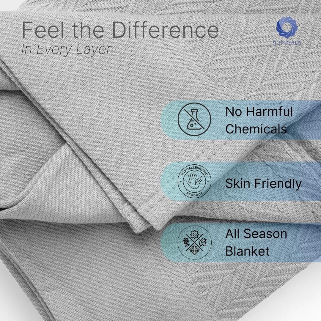 100% Cotton Herringbone Blankets, 108"X90" King, Throw Blanket for Bed All Season Cotton Blanket, Cozy Blanket,Throws & Bed Blanket, Throw Blanket for Couch, Modern Home Decor -Scottish Grey